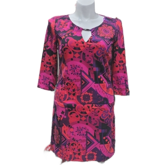 Jax Women's Sz 12 Retro Mod Dress Purple Paisley with Pockets - Picture 1 of 9